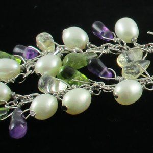 FRESHWATER PEARL & GEM CLUSTER EARRINGS